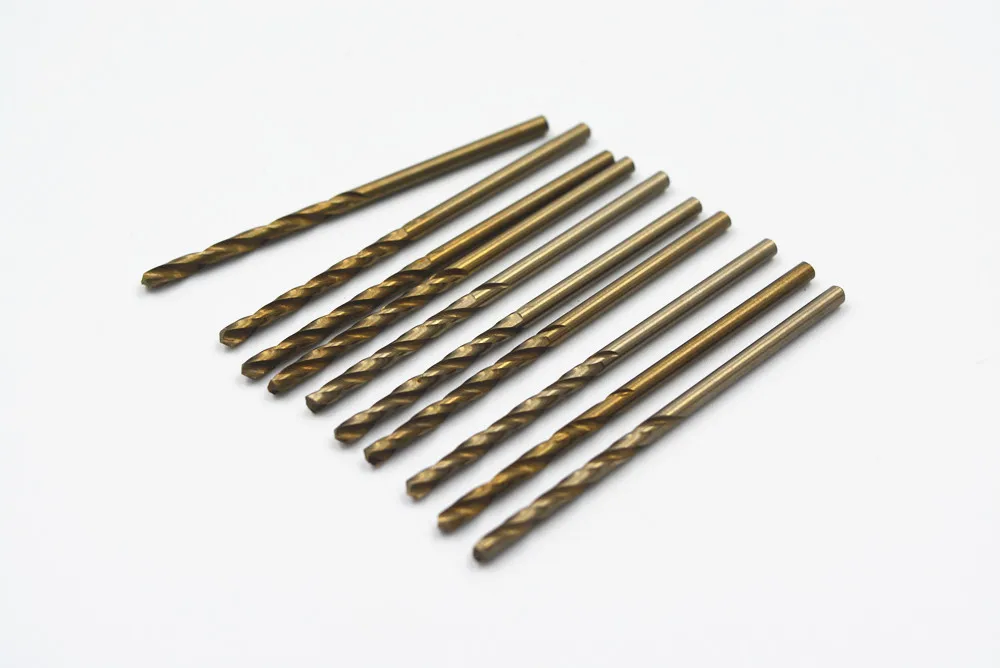 10 Pcs 0.09'' x 2.09'' Stainless Steel Twisted Drilling Bits HSS M2