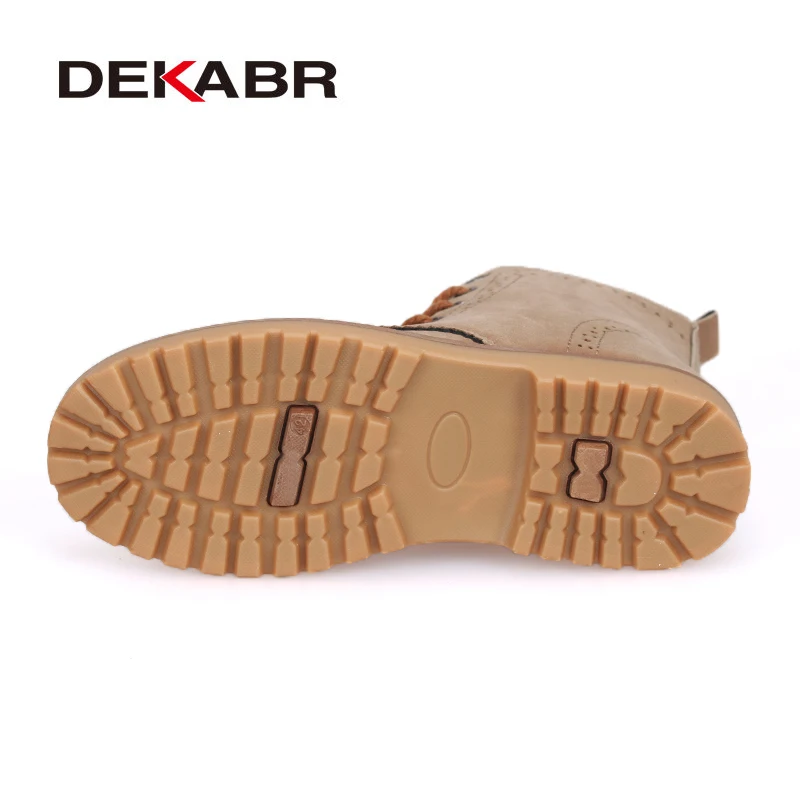 Мужские повседневные кожаные ботинки DEKABR, бежевая теплая повседневная обувь с меховой подкладкой из плюша, модные ботинки для влюбленных в стиле унисекс, размеры 35-44, зима