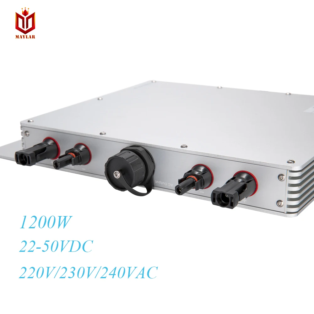 

MAYLAR@ 2PCS for 22-50VDC Micro Inverter for Solar Panel 220V/230V/240V IP65 Waterproof MaySun 1200W MPPT Grid Tie Inverter
