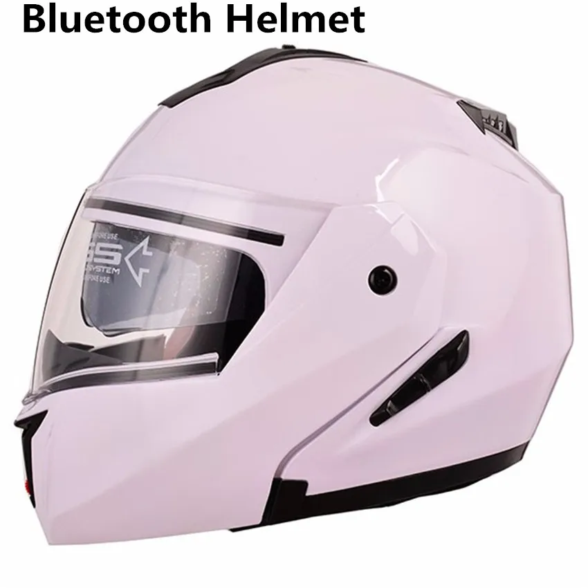 

HOT SELL Built-in Bluetooth Helmet Double Lens Motorcycle Helmets Flip up Motor bike Capacete Casco DOT Approval L XL XXL WHITE