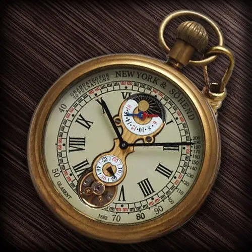 ROMAN NUMBER DIAL WIND UP MECHANICAL POCKET WATCH VINTAGE TOURBILLON MOONPHASE COPPER TONE