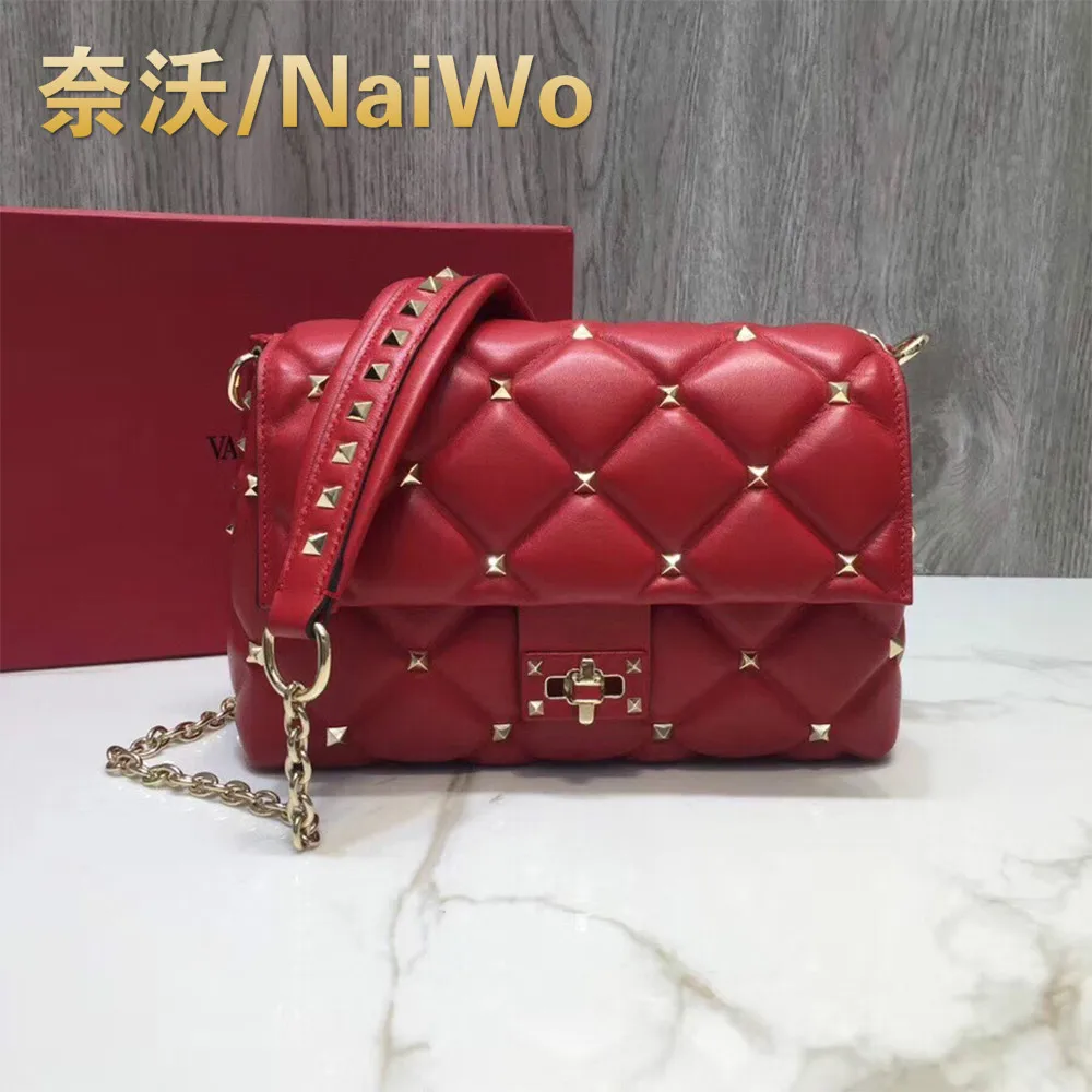 

2019 NEW Genuine Leather Shoulder Bag Fashion Rivet Mini Solid Hasp Crossbody Bag Sheepskin Ladies Handbag designer bags