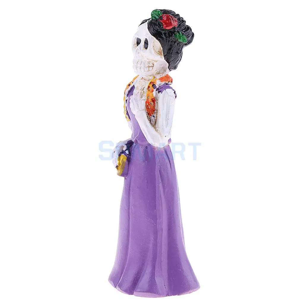 Purple Resin Woman Human Skull Model Miniature Statue for House Garden Yard Office Decoration Sand Table Game Parts