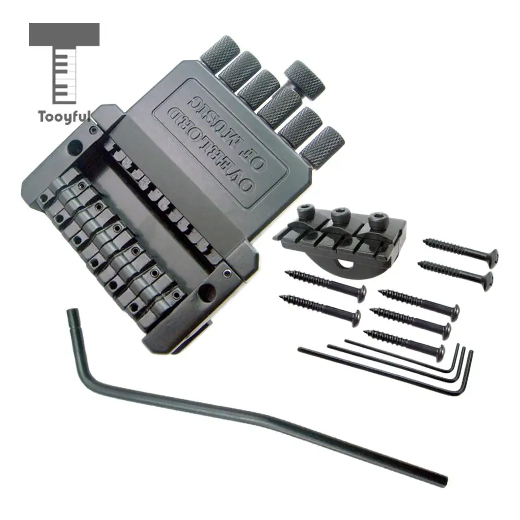 Tooyful 1 Set 6 String Saddle Headless Bridge Tailpiece with Screws for Electric Guitar Parts Replacement