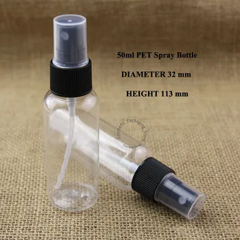 

Wholesale 100pcs/Lot 50ml PET Perfume Atomizing Spray Bottle Liquid Plastic Cosmetic Container Black Lid Parfum Pot High Quality