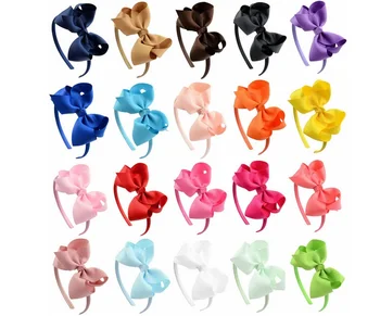 

20pcs/lot Fashion Solid Hairband Headband Ribbon Bowknot With Plastic Hairband Boutique Grosgrain Bow Kids Hairbands A109