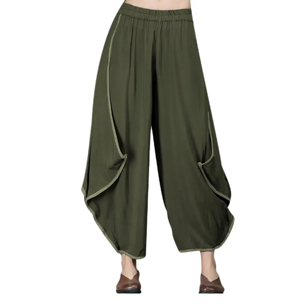Elastic Waist Solid Women Pants Pleated Cotton Linen Trousers Women Plus Size Loose Harem Pants Elastic Waist Solid Women Pants Pleated Cotton Linen Trousers Women Plus Size Loose Harem Pants