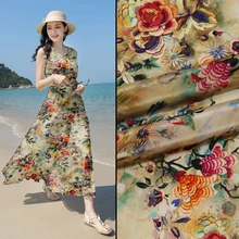 Цветочный принт струйный крепдешин шелковая ткань 12 мм Печатная рубашка сострадающая шелковая ткань оптом шелковая ткань 138 см