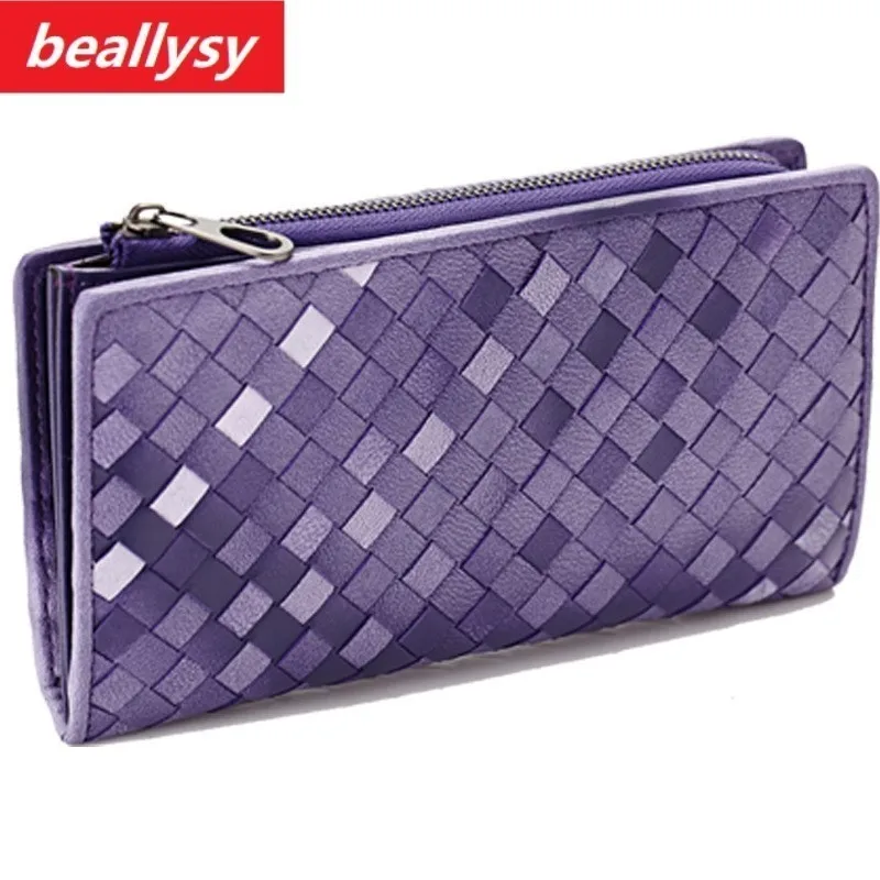 

Women Wallets Genuine Leather Wallet Female Purse Long Coin Purses Holders Lady Wallet Knitting Fashion Womens Wallets And Purse