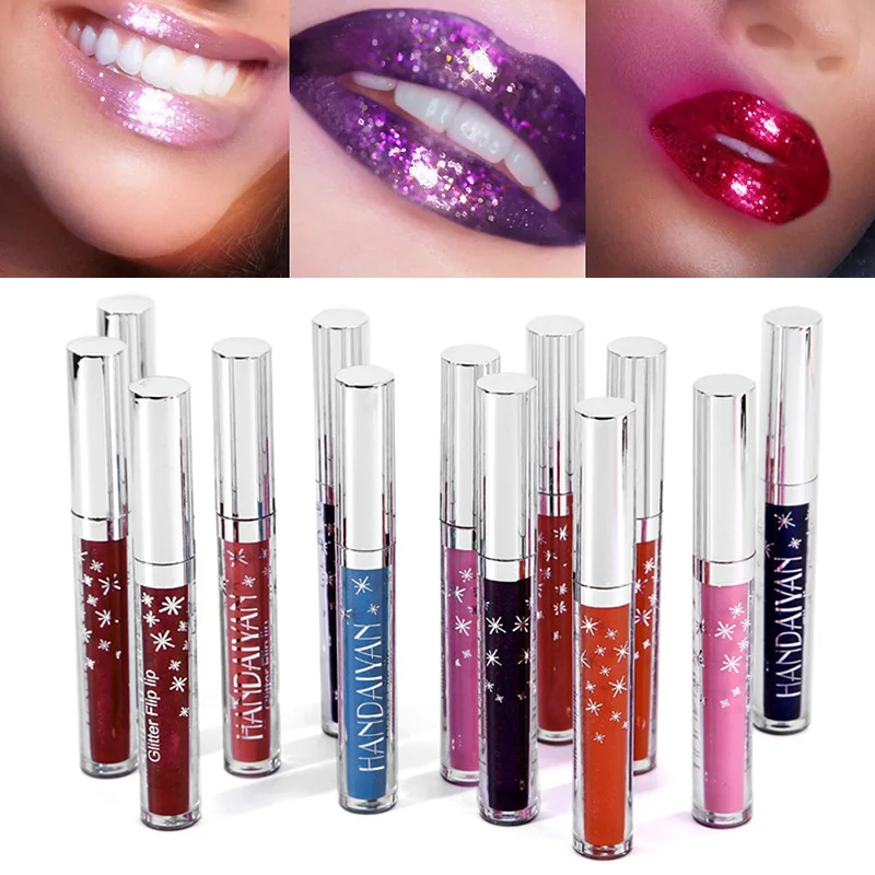 

HANDAIYAN 7 Colors Liquid Lipstick Metallic Diamond Pearly Watery Lip Gloss Sparkling Party Radiant Liquid Lipgloss TSLM1