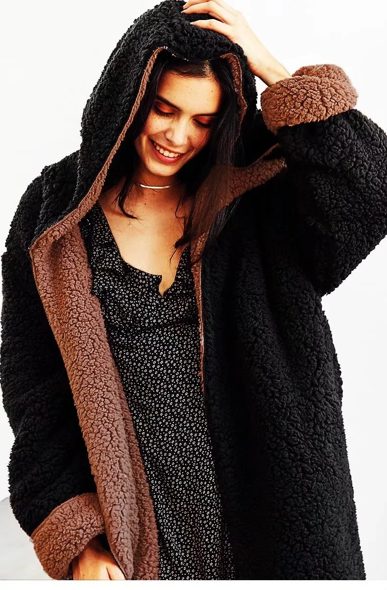 awesome Kaguster 2019 fashion jacket women lambswool winter warm thick coat coats casual loose office lady