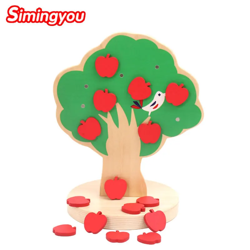 

Simingyou Magnetic Apple Tree Early Teaching Creative DIY Wooden Toy Geometric Shape For Children Logic Game C20 DropShipping