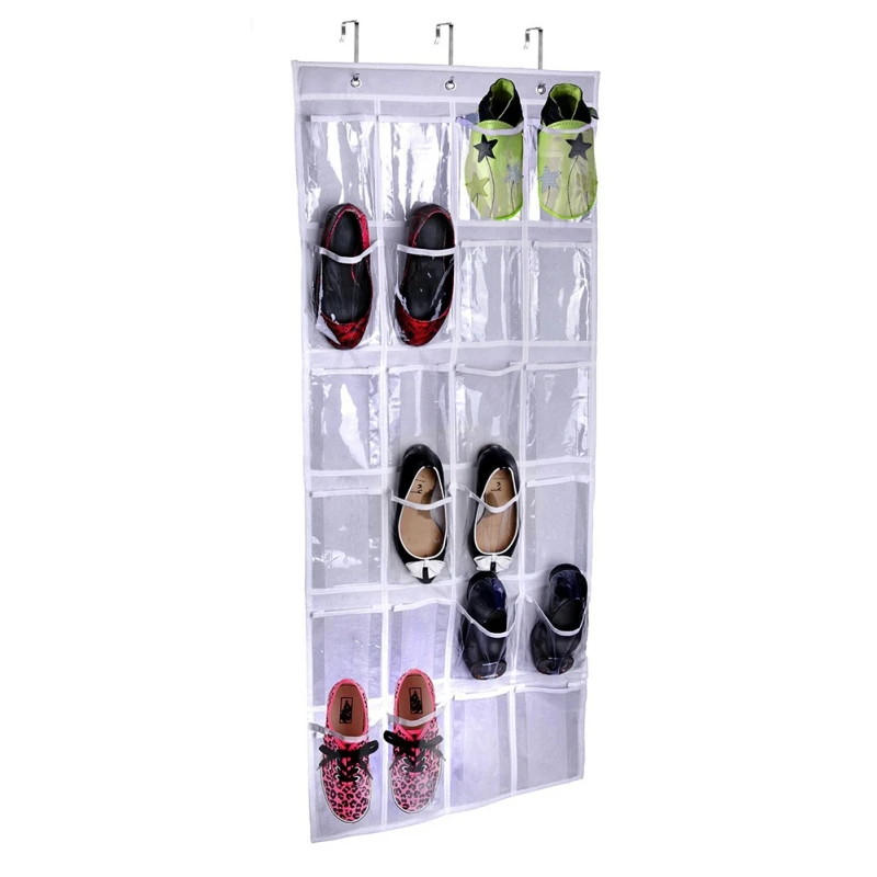 

24 Grid Shoe Storage Bag Door Bathroom Bag PVC Door Rear Hanging Bag Waterproof Transparent Storage Supplies