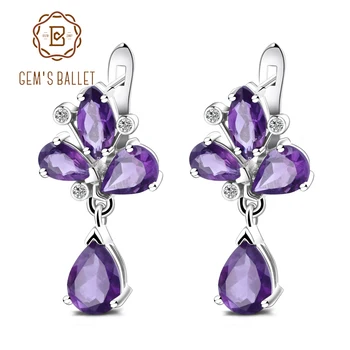 

Gem's Ballet Natural Amethyst Gemstone Romantic Clover Earrings 925 Sterling Silver Drop Earrings For Women Wedding Fine Jewelry
