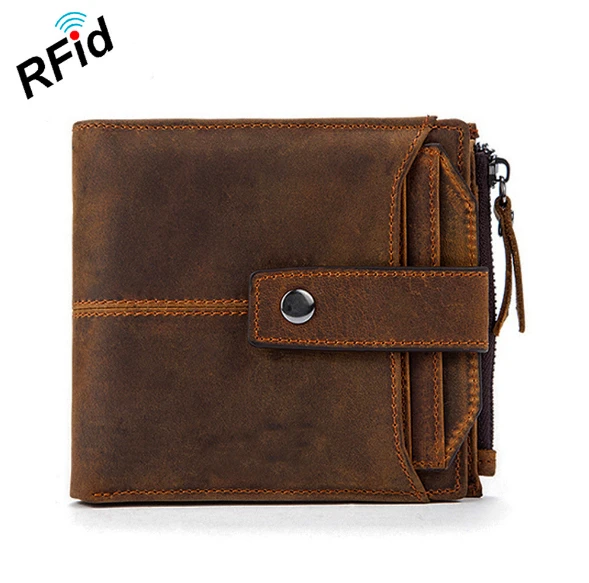 Из натуральной кожи Винтаж мужской бумажник мужчины короткие первый слой кожи ретро мужчины бумажник сумки RFID антимагнитной