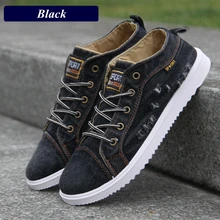 British Style Men Casual Shoes Denim Canvas Shoes Men Sneakers 2018 High Top Black Man Ankle Boots Flat Footwear Chaussure Homme цена British Style Men Casual Shoes Denim Canvas Shoes Men Sneakers 2018 High Top Black Man Ankle Boots Flat Footwear Chaussure Homme цены онлайн