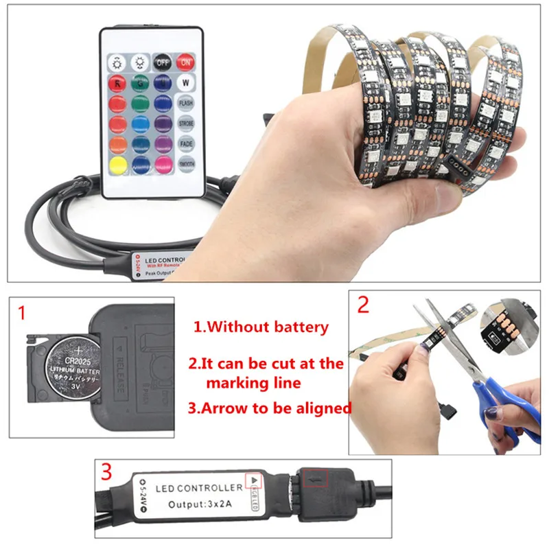 5 в постоянного тока USB Светодиодная лента 5050 водонепроницаемый RGB светодиодный