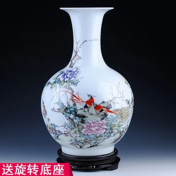 

Jingdezhen porcelain famille rose vase vase style decor Home Furnishing and prolong the living room decoration