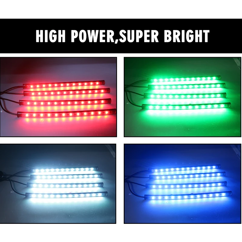 

Daytime Running Lights 4x12 LED DRL Car Interior Atmosphere ambient Light USB RGB Auto Remote Control Decorative Strip Light 12V
