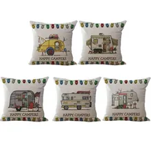10 style Waist pillow case Happy Campers pillowcover cushion cases home textile gift pillow slips set drop shipping