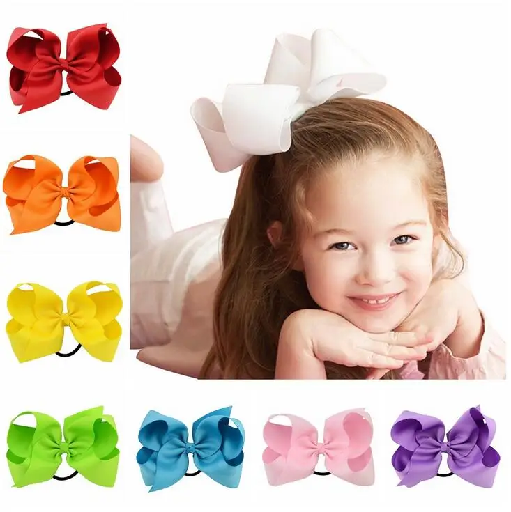

100pcs DHL Free shipping Hair Accessories - HairBows For Girls, Large Bows with Elastic Rope Ponytail Solid Bowknot