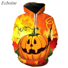 Echoine 2017 Halloween 3D Pumpkin Print Men’s Sports Hoodies Comfortable Training Excercise Sweaters Athletic Sportswear M-6XL