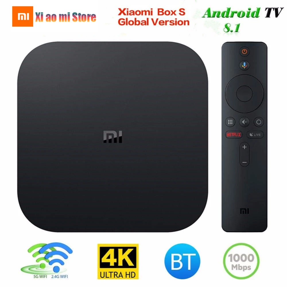 Xiaomi Mi Box S 4K TV Box Cortex-A53 Quad Core 64 bit Mali-450 1000Mbp Android 8.1 TV Mi Box 2GB+8G