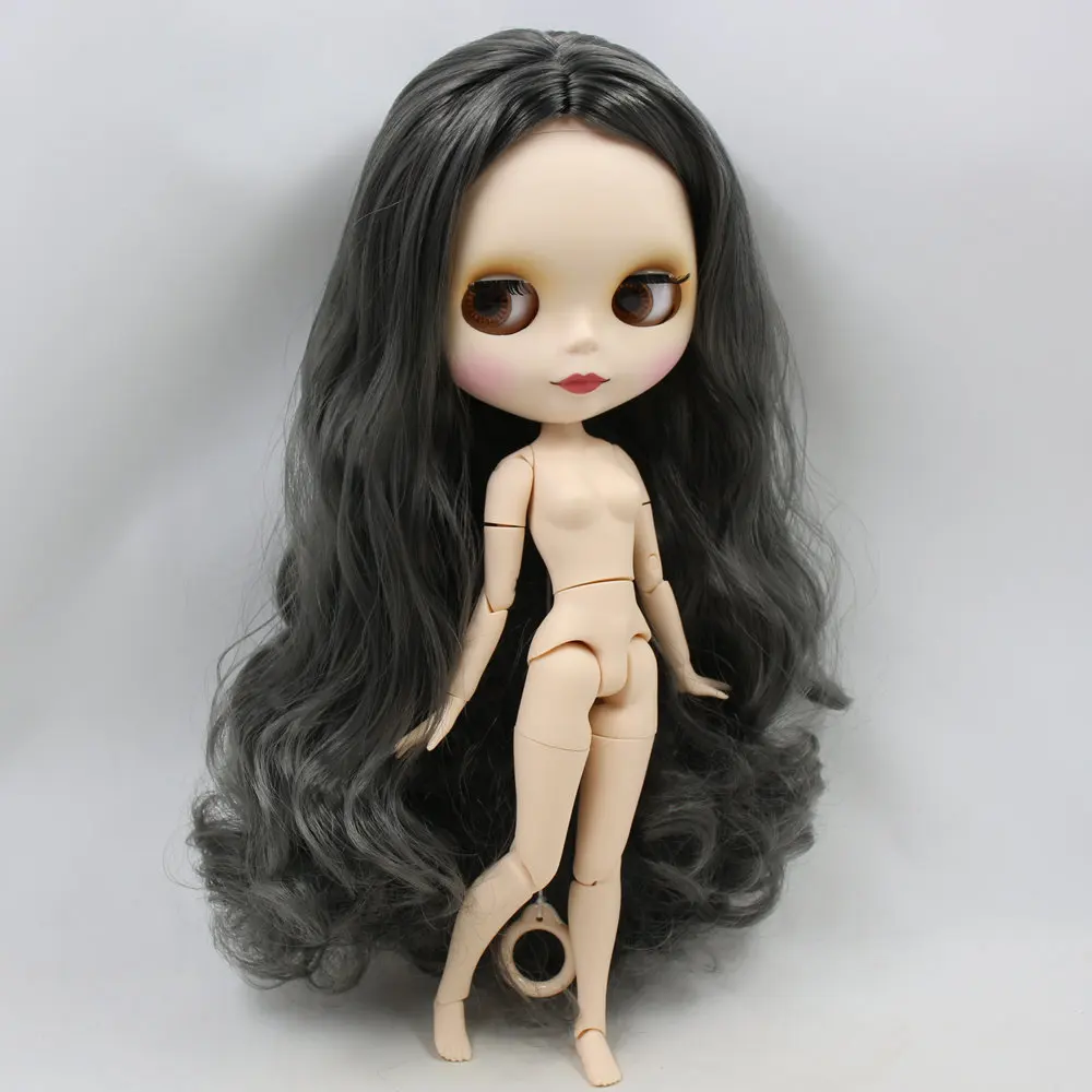Ледяная Обнаженная кукла Blyth для серии № 280BL9016 шарнирное тело, серые волосы, матовое лицо, подходит для самостоятельного изменения 1/6BJD игрушки
