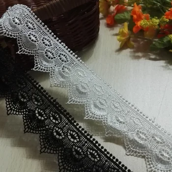 

2 Yards White Black Embroidery Lace Trim Ribbons DIY Garment Headdress Wedding Wrapping Fabric Materials
