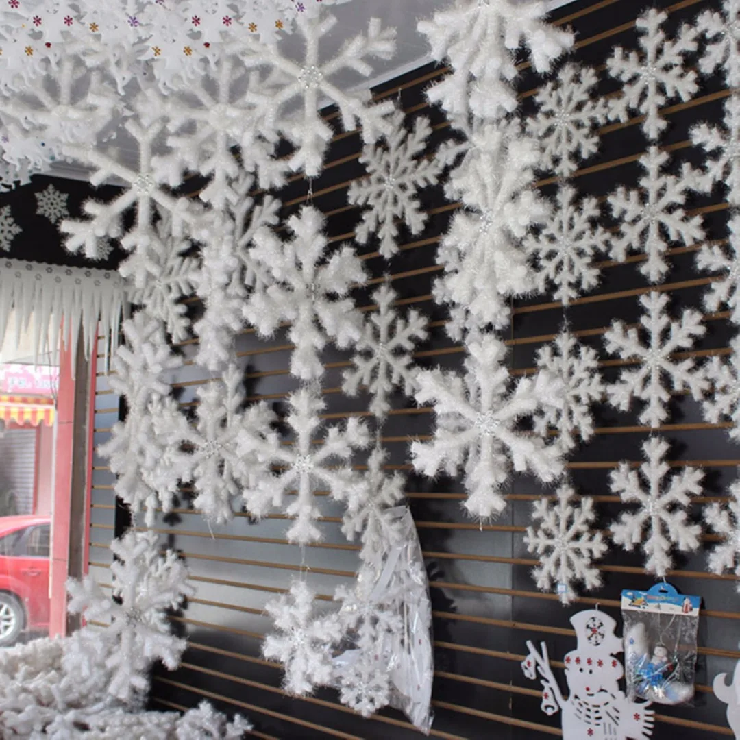 DIY 30/60PCS Classic White Snowflake Ornament Christmas Tree Hanging Decorations