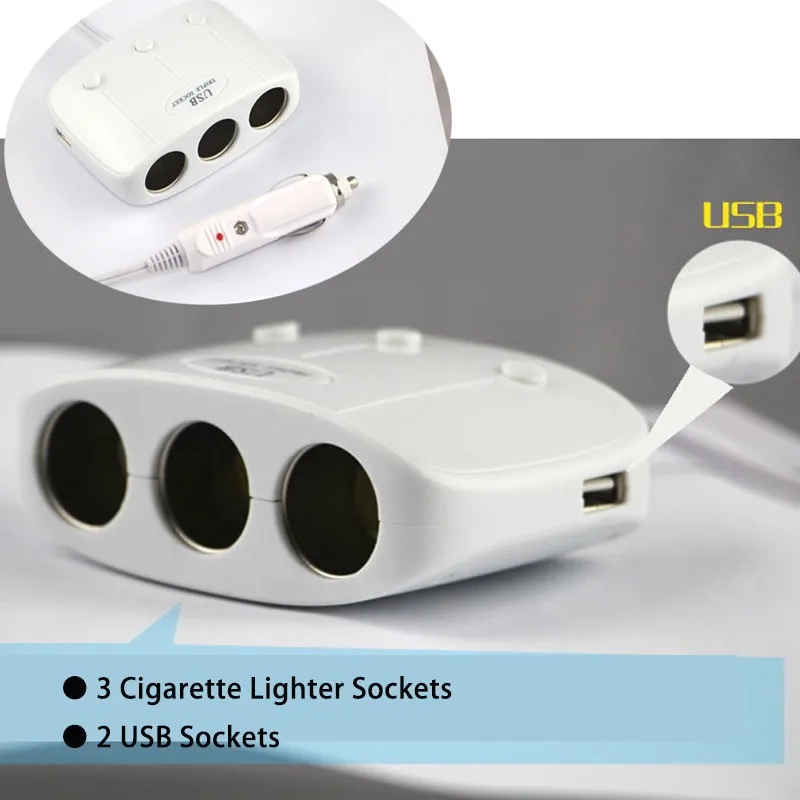 Автомобильные прикуриватели розетки 3 способа зарядное устройство авто сплиттер адаптер питания двойной USB для Iphone samsung телефон черный и белый