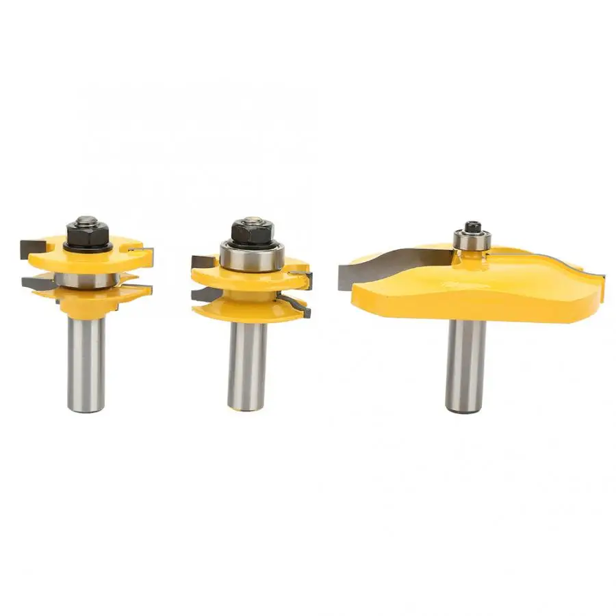 

Coated HSS Drill Saw Carpenter 3pcs 1/2" Shank Raised Panel Rail and Stile Router Bit Set Woodwork Milling Cutter
