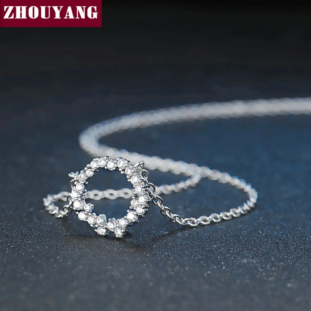 ZHOUYANG Circle of Ocean 925 ожерелье с подвеской из стерлингового серебра пробы Изящные
