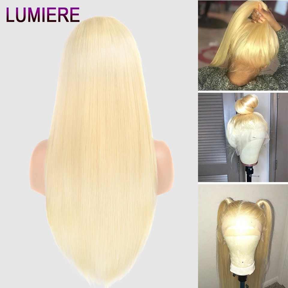 Светомузыка для волос 13X4 светлые Синтетические волосы на кружеве парик перуанские 613 прямые Синтетические волосы на кружеве парики человеческих волос Remy парик блондинки с детскими волосами