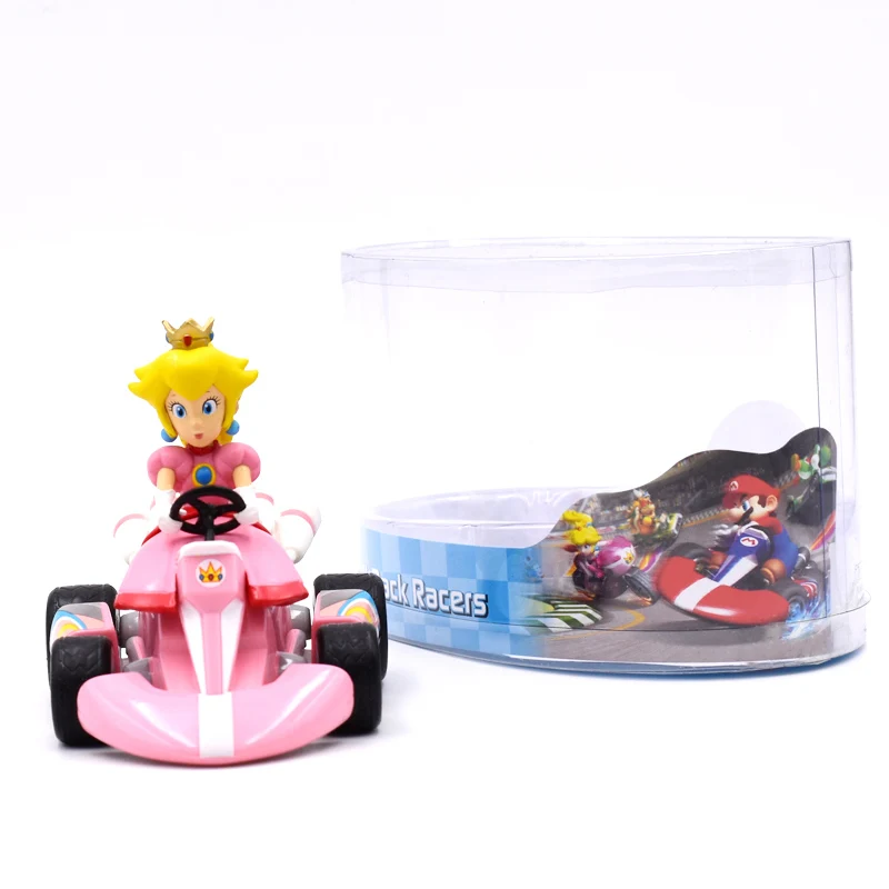 Super Mario Bros Kart Pull Back Car Figures 13cm Anime Mario Luigi Yoshi Dinosaurs Donkey Kong Bowser Princess Toad PVC Figma