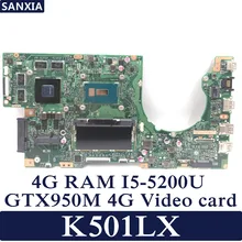 KEFU K501LX Laptop motherboard for ASUS K501LX K501L K501 Test original mainboard 4G RAM I5-5200U GTX950M-4G