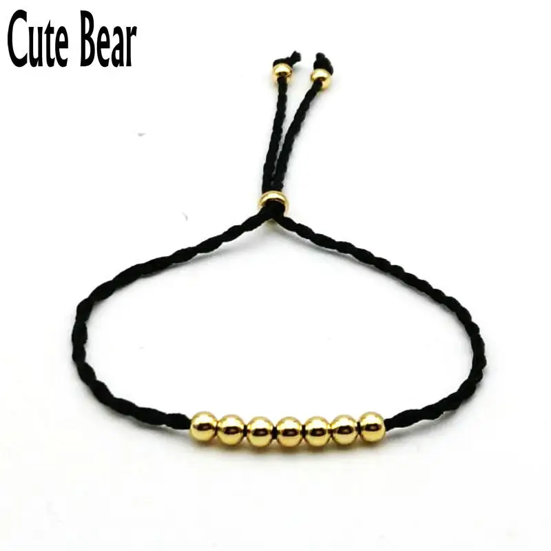Cute Bear heat 4mm Copper beads Lucky bracelet Red rope thread string