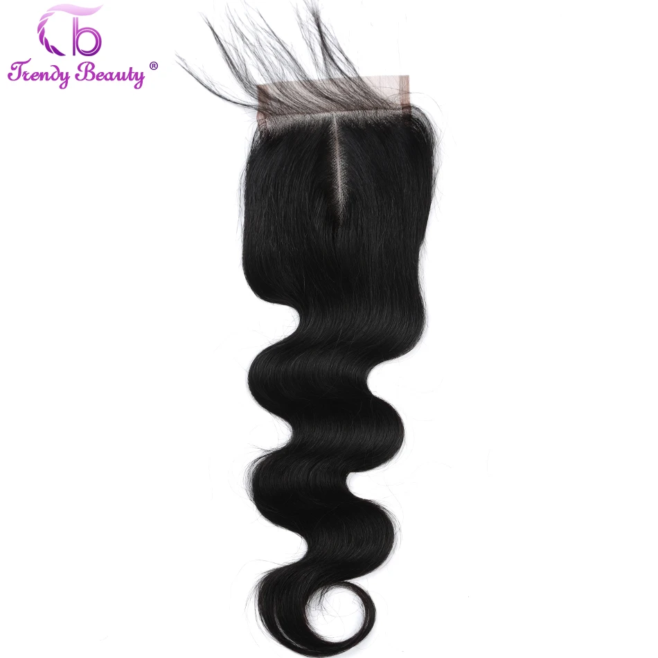 Trendy Beauty Indian body wave hair 4 bundles with closure color #1b can be dyed with free shipping 8-28 inches non-remy hair