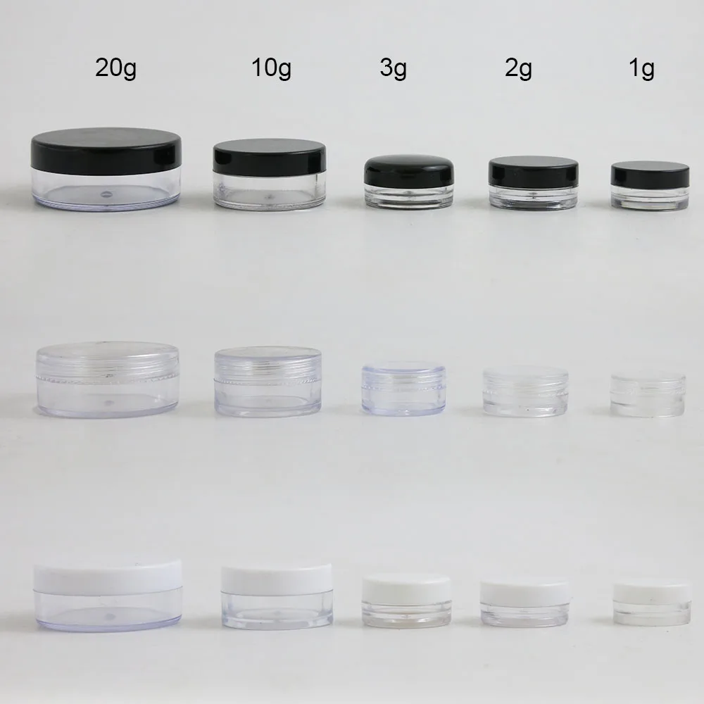 50 x 1g 2g  3g  10g  20g High Quality Empty Transparent PS Cream Jar With Three Plastic Cap Cosmetic Make Up Containers how to make a book with carlos saura