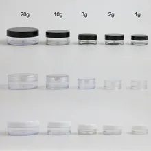 50x1 г 2 г 3 г 10 г 20 г Высокое качество пустая прозрачная PS банка для крема с тремя пластиковыми колпачками косметические контейнеры для макияжа