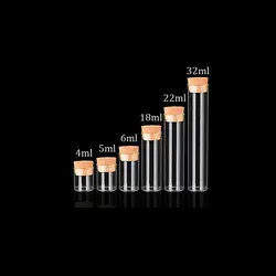 50 шт. 4/5/6/18/22/32 мл Диаметр 22 мм Стекло Тесты бутылки пробки прозрачный пробка Стекло хранения бутылки Запечатанные бутылки