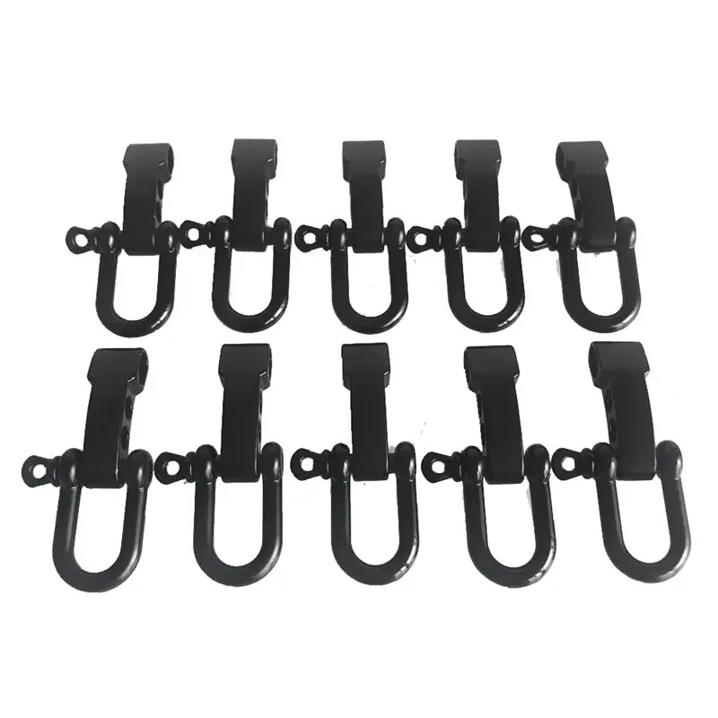 

10Pcs/Lot U Shape Adjustable Anchor Shackle Outdoor Rope Bracelet Buckle For Tent Camp Hike Travel Kit Black