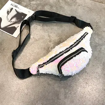 

New Pretty Sequin Glitter Waist Fanny Pack Belt Bum Bag Pouch Hip Purse Zipper Pouch Running Bag Lovely Messenger Chest Bag