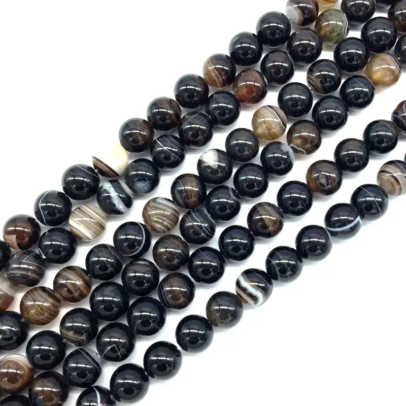 

Natural Botswana Agates Black Brown Line Dark Color Round Spacer Beads 6 mm 8 mm 10 mm 12 mm For DIY Jewelry Craft