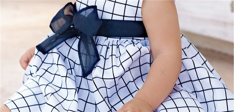 Baby Girl Grid Dress Sleeveless Summer Autumn Toddler Clothing New Arrival Blue Plaid Dresses with Butterfly for Kids CL0827 (7)