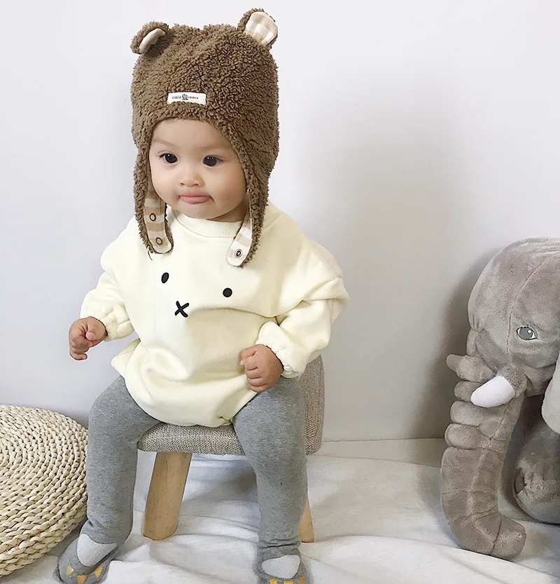 

New Born baby bodysuit Winter Baby Girl Clothes bodysuit Kids Fall Long Sleeve Soft Warm Velvet Hooded Cute Rabbit Girl bodysuit