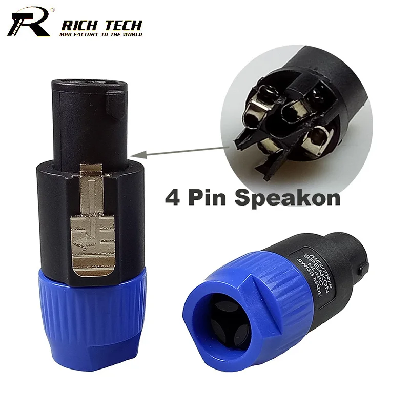 10pcs 4 Pin Speakon Connector 4 Pole Male Plug Audio Speaker Cable Connector Loudspeaker Amplifier Cable Converter RICH TECH