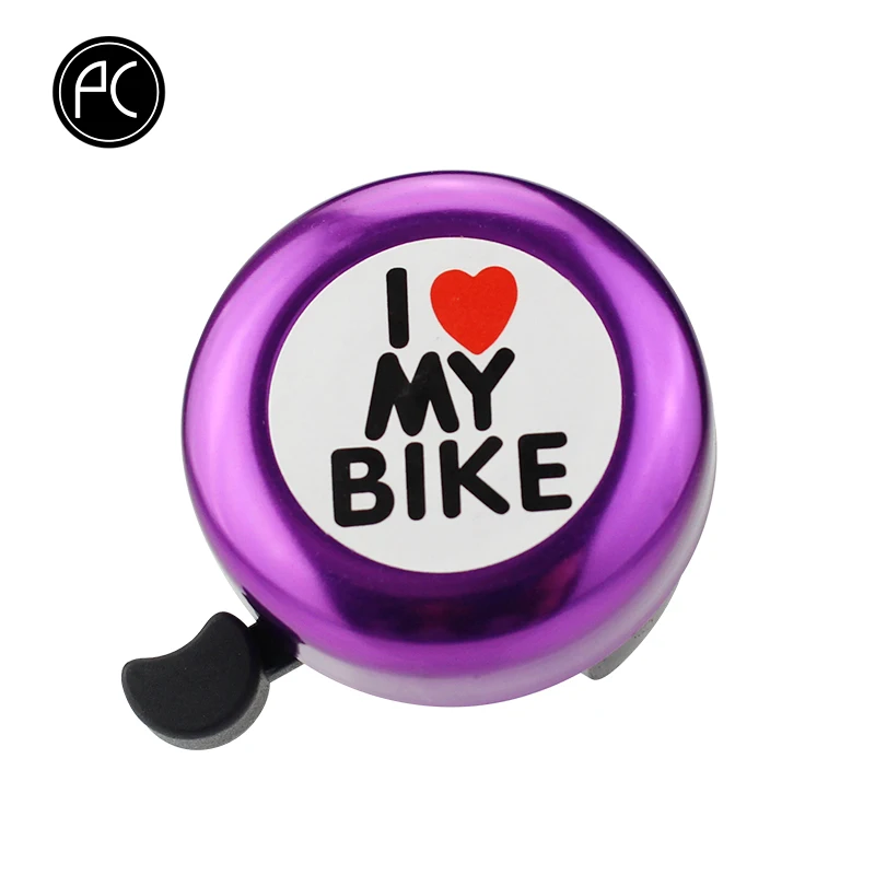 PCycling велосипедный Звонок I Love My Bike Печатный чистый звук алюминиевый сплав MTB дорожный сигнализация для велосипеда Предупреждение мини кольцо колокольчик для детей - Цвет: PURPLE