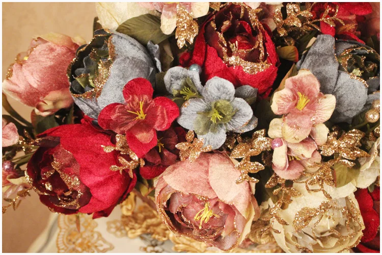 Роза декоративные цветы Европейский моделирования Шелковый пластиковые цветок украшение стола жизни