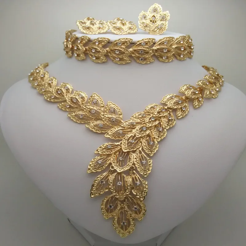 Kingdom Ma Fashion Dubai jewelry set Nigerian gold Color jewelry set African beads jewelry set  Jewelry set